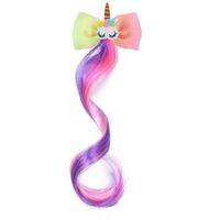Children's Colorful Unicorn Wig Gradient Color Bow Wig Girls Cute Makeup Wig Hair Accessory Hairpin sku image 5