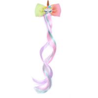 Children's Colorful Unicorn Wig Gradient Color Bow Wig Girls Cute Makeup Wig Hair Accessory Hairpin sku image 6