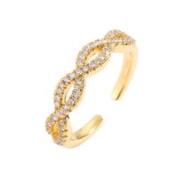 Luxurious Irregular Copper Plating Inlay Zircon Gold Plated Open Rings main image 2