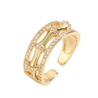 Luxurious Irregular Copper Plating Inlay Zircon Gold Plated Open Rings main image 4