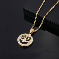 Hip-hop Vintage Style Rock Smiley Face Stainless Steel Alloy Plating Inlay Zircon Gold Plated Silver Plated Men's Pendant Necklace main image 3