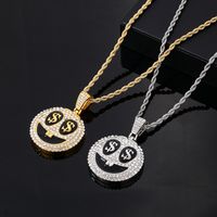 Hip-hop Vintage Style Rock Smiley Face Stainless Steel Alloy Plating Inlay Zircon Gold Plated Silver Plated Men's Pendant Necklace main image 1