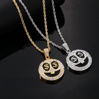 Hip-hop Vintage Style Rock Smiley Face Stainless Steel Alloy Plating Inlay Zircon Gold Plated Silver Plated Men's Pendant Necklace main image 4