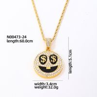 Hip-hop Vintage Style Rock Smiley Face Stainless Steel Alloy Plating Inlay Zircon Gold Plated Silver Plated Men's Pendant Necklace sku image 1