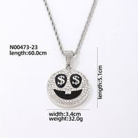 Hip-hop Vintage Style Rock Smiley Face Stainless Steel Alloy Plating Inlay Zircon Gold Plated Silver Plated Men's Pendant Necklace sku image 2
