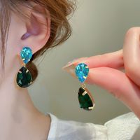 1 Pair Sweet Water Droplets Inlay Alloy Rhinestones Drop Earrings main image 1