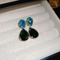 1 Pair Sweet Water Droplets Inlay Alloy Rhinestones Drop Earrings sku image 1