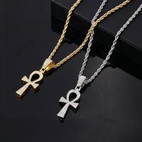 Wholesale Hip-Hop Vintage Style Rock Cross 304 Stainless Steel Copper Plating Inlay Zircon Pendant Necklace main image 1