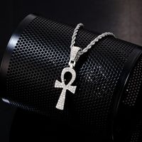 Wholesale Hip-Hop Vintage Style Rock Cross 304 Stainless Steel Copper Plating Inlay Zircon Pendant Necklace main image 3