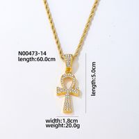 Wholesale Hip-Hop Vintage Style Rock Cross 304 Stainless Steel Copper Plating Inlay Zircon Pendant Necklace sku image 1