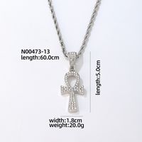 Wholesale Hip-Hop Vintage Style Rock Cross 304 Stainless Steel Copper Plating Inlay Zircon Pendant Necklace sku image 2
