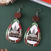 Wholesale Jewelry Christmas Christmas Tree Letter Pu Leather Printing Drop Earrings main image 4