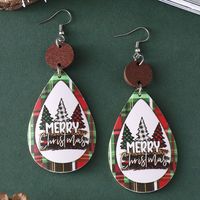 Wholesale Jewelry Christmas Christmas Tree Letter Pu Leather Printing Drop Earrings main image 5