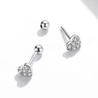 1 Pair Simple Style Heart Shape Inlay Sterling Silver Zircon Ear Studs main image 2
