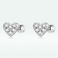 1 Pair Simple Style Heart Shape Inlay Sterling Silver Zircon Ear Studs main image 1