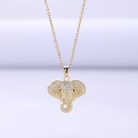 1 Personalizado Estilo Hip Hop Real Chapado En Oro Diamante Elefante Colgante Collar De Animales Salvajes Cadena De Clavícula Para Regalo De Fiesta Para Damas main image 1