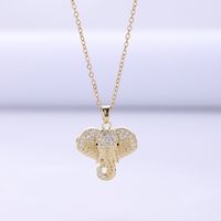 1 Personalized Hip Hop Style Real Gold Plated Diamond Elephant Pendant Necklace Wild Animal Necklace Clavicle Chain Ladies Party Gift main image 6