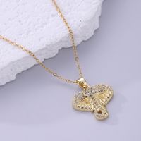 1 Personalized Hip Hop Style Real Gold Plated Diamond Elephant Pendant Necklace Wild Animal Necklace Clavicle Chain Ladies Party Gift main image 2
