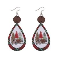 Wholesale Jewelry Casual Christmas Tree Letter Pu Leather Printing Drop Earrings main image 2