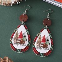 Wholesale Jewelry Casual Christmas Tree Letter Pu Leather Printing Drop Earrings main image 5