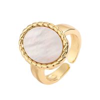 Luxurious Heart Shape Copper Plating Inlay Shell Zircon Gold Plated Open Rings main image 3
