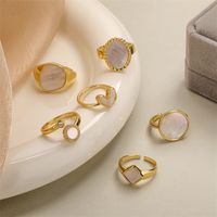 Luxurious Heart Shape Copper Plating Inlay Shell Zircon Gold Plated Open Rings main image 1