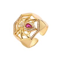 Luxurious Heart Shape Copper Plating Inlay Zircon Gold Plated Open Rings main image 2