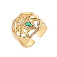 Luxurious Heart Shape Copper Plating Inlay Zircon Gold Plated Open Rings sku image 2