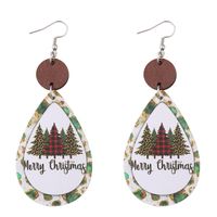 Wholesale Jewelry Christmas Christmas Tree Letter Pu Leather Printing Drop Earrings main image 2