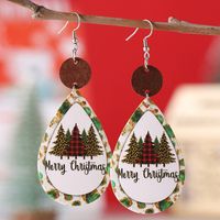 Wholesale Jewelry Christmas Christmas Tree Letter Pu Leather Printing Drop Earrings main image 1
