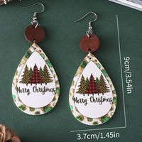 Wholesale Jewelry Christmas Christmas Tree Letter Pu Leather Printing Drop Earrings main image 3