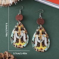 Wholesale Jewelry Vintage Style Cross Letter Leopard Pu Leather Printing Drop Earrings main image 3