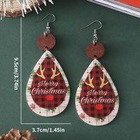 Wholesale Jewelry Christmas Santa Claus Letter Snowman Pu Leather Printing Drop Earrings main image 2