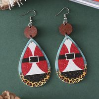 Wholesale Jewelry Christmas Santa Claus Letter Snowman Pu Leather Printing Drop Earrings main image 5