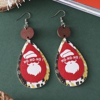 Wholesale Jewelry Christmas Santa Claus Letter Snowman Pu Leather Printing Drop Earrings main image 4
