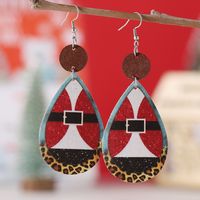 Wholesale Jewelry Christmas Santa Claus Letter Snowman Pu Leather Printing Drop Earrings sku image 3