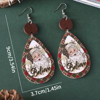 Wholesale Jewelry Cute Santa Claus Water Droplets Pu Leather Printing Drop Earrings main image 2