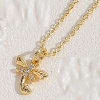 Copper Bag Golden Butterfly Dragonfly Pendant Clavicle Chain Female  New 14k Real Gold Minority Simple Necklace Ornament sku image 3