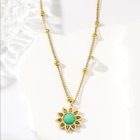 1 Bohemian Real Gold Electroplated Turquoise Flower Necklace Women's Fashion Floral Pearl Necklace main image 3