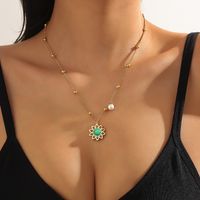 1 Bohemian Real Gold Electroplated Turquoise Flower Necklace Women's Fashion Floral Pearl Necklace main image 1