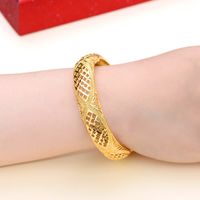 Ethnic Style Solid Color Copper Gold Plated Bangle In Bulk main image 1