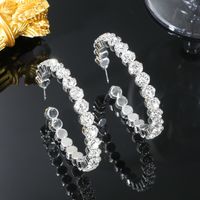 1 Pair Streetwear Solid Color Plating Inlay Alloy Rhinestones Silver Plated Ear Studs main image 6
