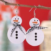 Wholesale Jewelry Cute Snowman Pu Leather Drop Earrings sku image 2