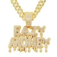 Hip Hop Letra Aleación Embutido Diamantes De Imitación Hombres Collar Colgante Collar Colgante main image 3