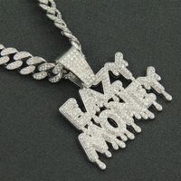 Hip Hop Letra Aleación Embutido Diamantes De Imitación Hombres Collar Colgante Collar Colgante main image 4