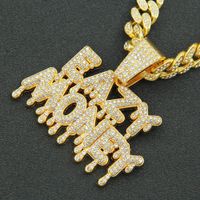 Hip Hop Letra Aleación Embutido Diamantes De Imitación Hombres Collar Colgante Collar Colgante main image 1