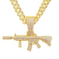 Hip Hop Pistola Aleación Embutido Diamantes De Imitación Hombres Collar Colgante Collar Colgante main image 1