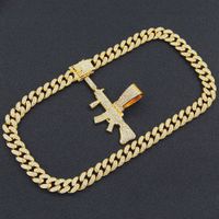 Hip Hop Pistola Aleación Embutido Diamantes De Imitación Hombres Collar Colgante Collar Colgante main image 4