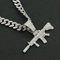 Hip Hop Pistola Aleación Embutido Diamantes De Imitación Hombres Collar Colgante Collar Colgante main image 3