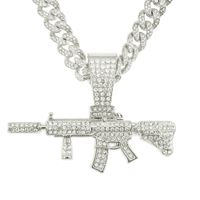 Hip-hop Pistol Alloy Inlay Rhinestones Men's Pendant Necklace Necklace Pendant sku image 4